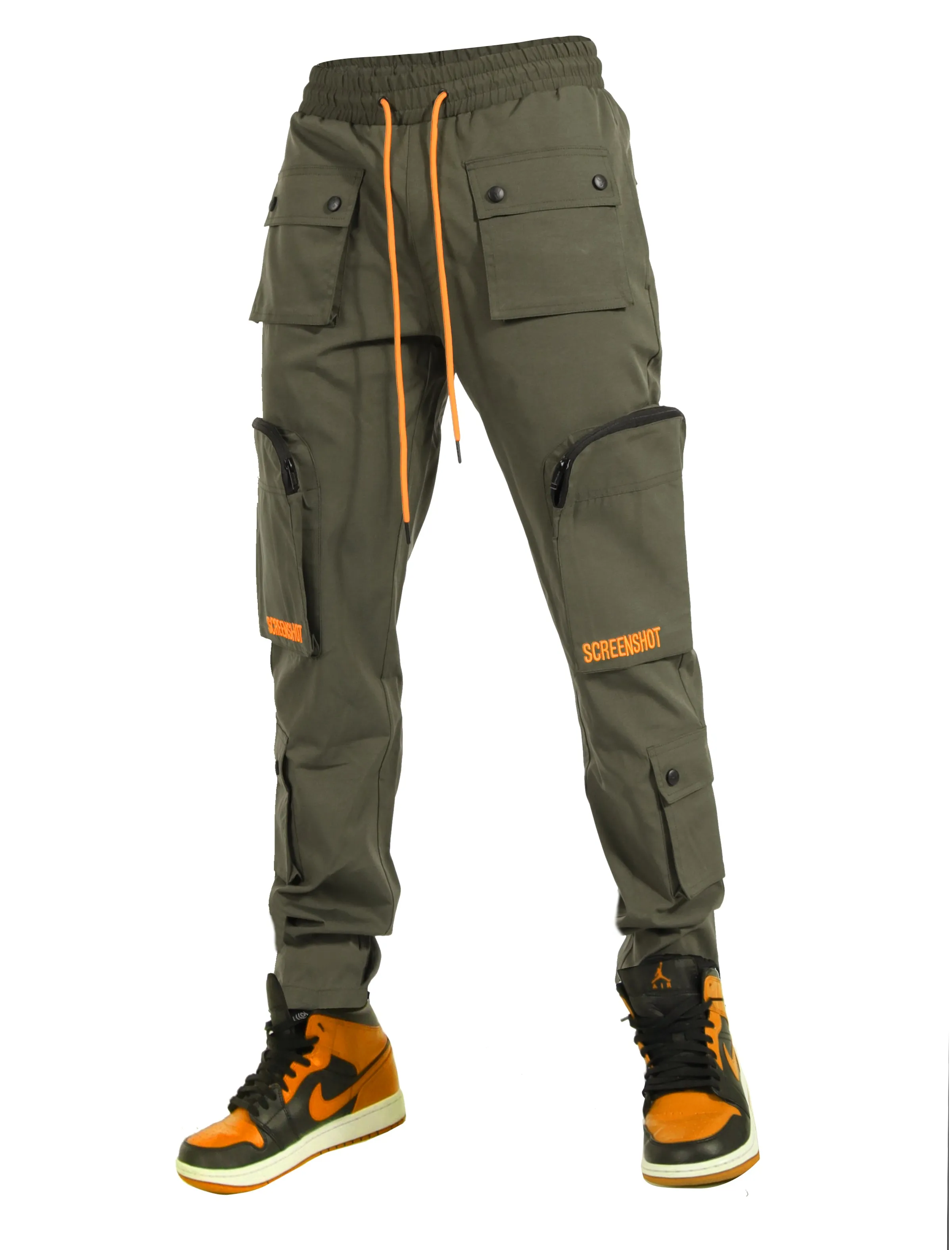 3D MULTI POCKET NYLON CARGO PANTS-P11204 (OLIVE)