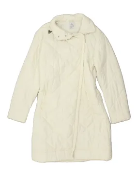 ADIDAS Womens Quilted Coat UK 14 Large Off White Polyester