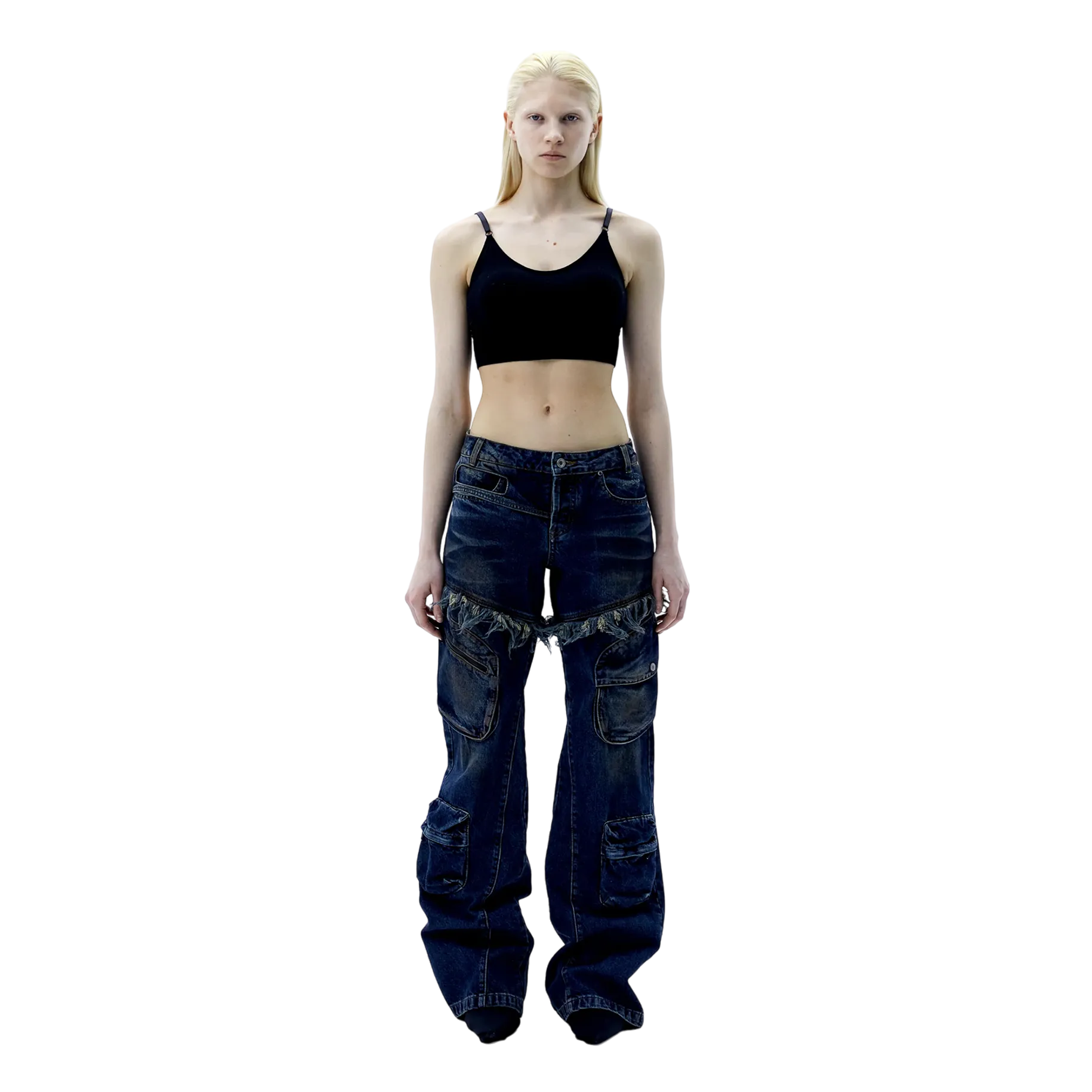 (Ariella) Work Denim Pants —  Indigo Blue