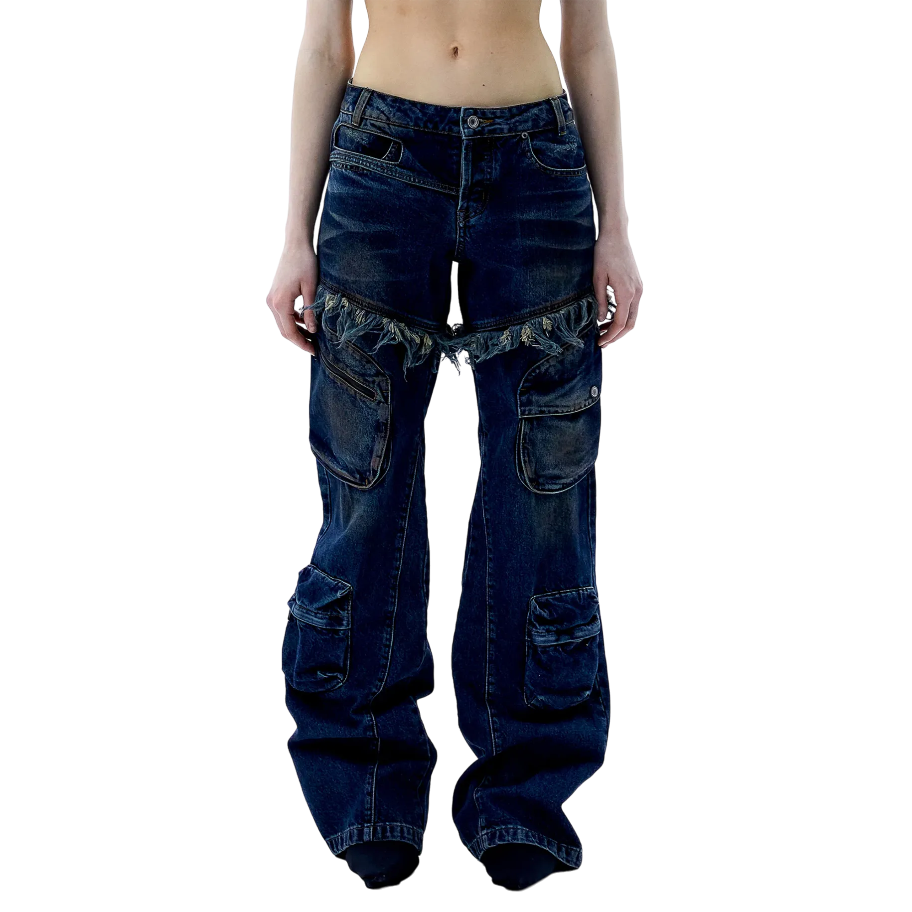 (Ariella) Work Denim Pants —  Indigo Blue