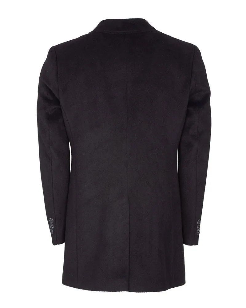 Black Plain Design Men's Overcoat J 504