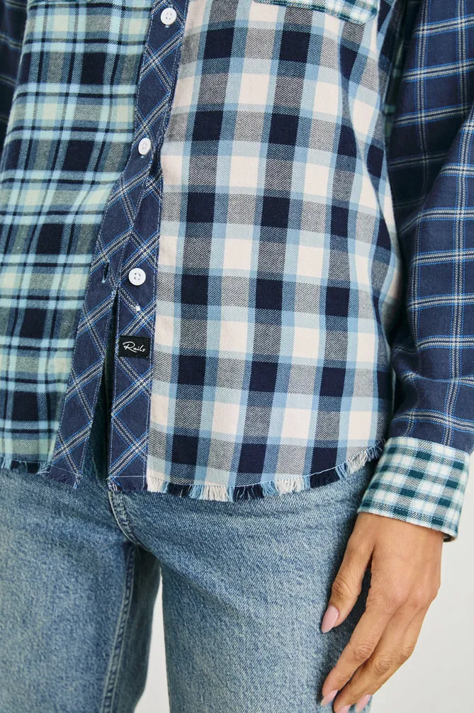 Brando Shirt Sky Navy Mixed Plaid