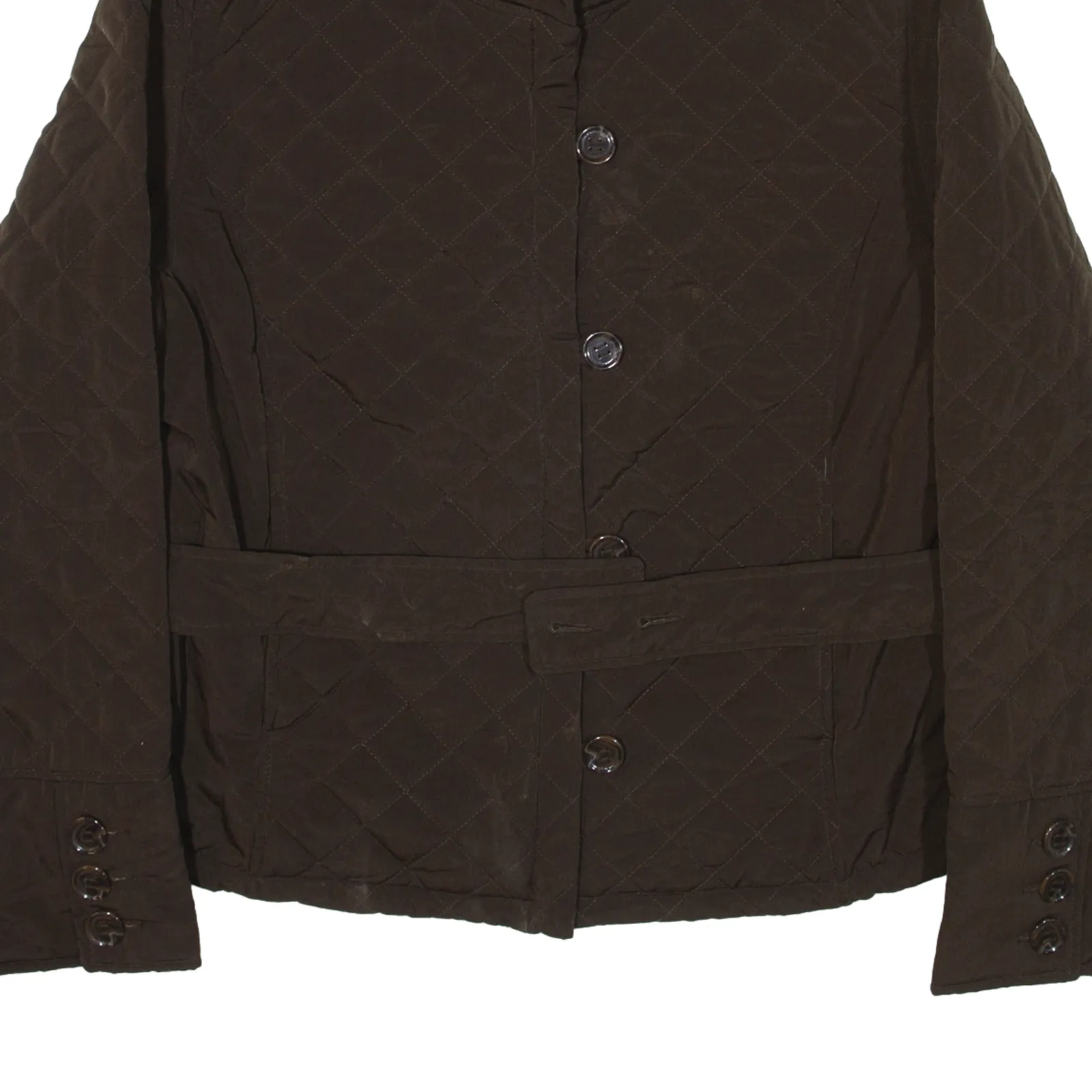 CALVIN KLEIN Faux Fur Lined Quilted Coat Brown Womens XL