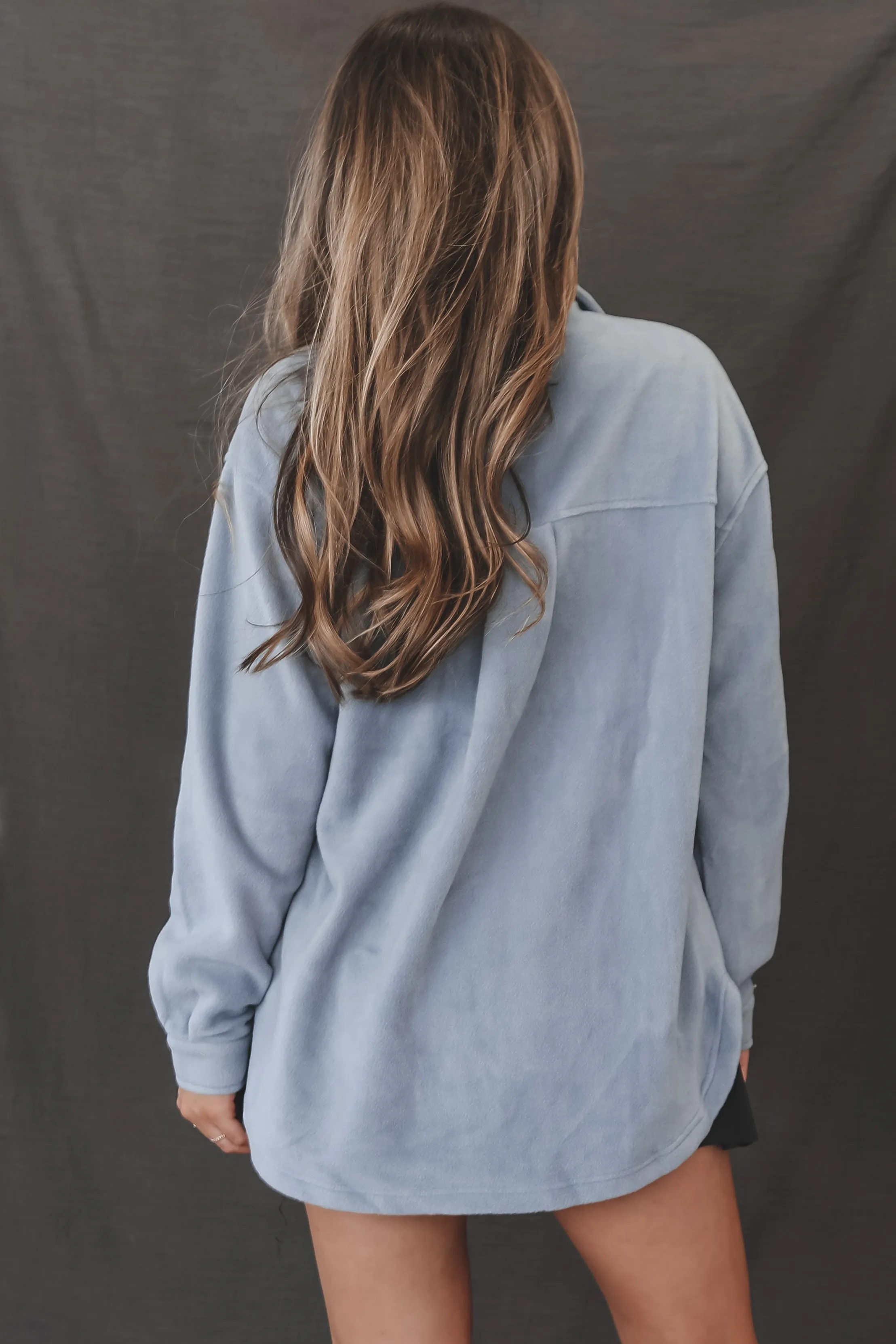 DEAL Talking By The Fire Blue Fleece Shacket Jacket