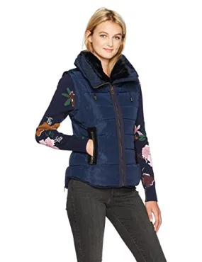 Desigual Women's Salva Woman Woven Padded Short Overcoat, marine, XL