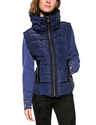 Desigual Women's Salva Woman Woven Padded Short Overcoat, marine, XL