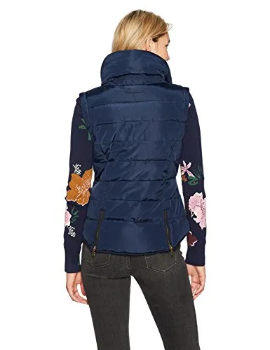 Desigual Women's Salva Woman Woven Padded Short Overcoat, marine, XL
