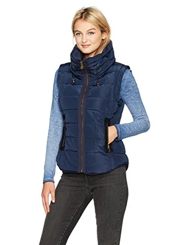 Desigual Women's Salva Woman Woven Padded Short Overcoat, marine, XL