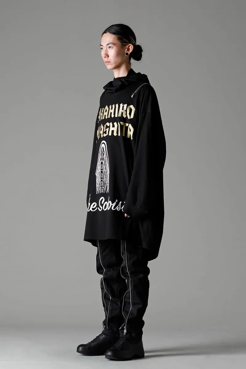 double zip balloon shaped balaclava neck shirt