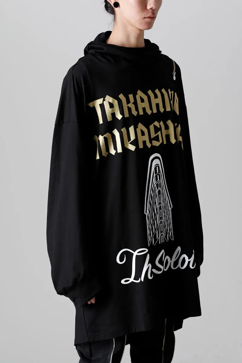 double zip balloon shaped balaclava neck shirt