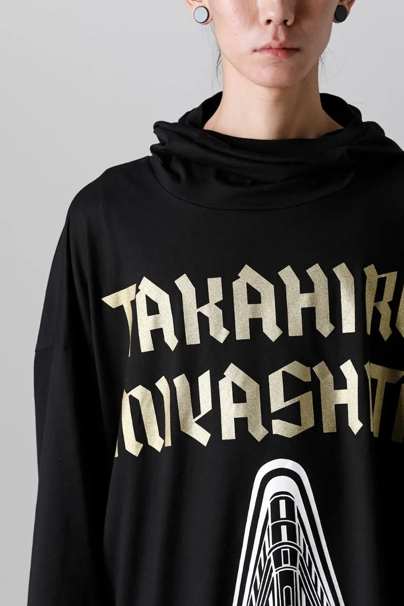 double zip balloon shaped balaclava neck shirt