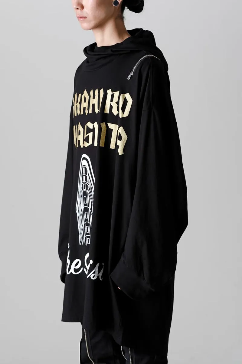 double zip balloon shaped balaclava neck shirt