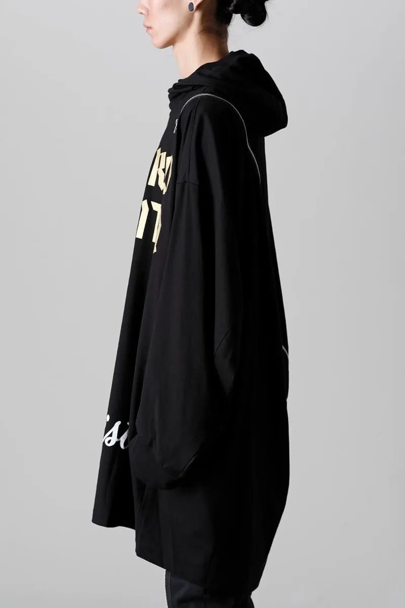 double zip balloon shaped balaclava neck shirt