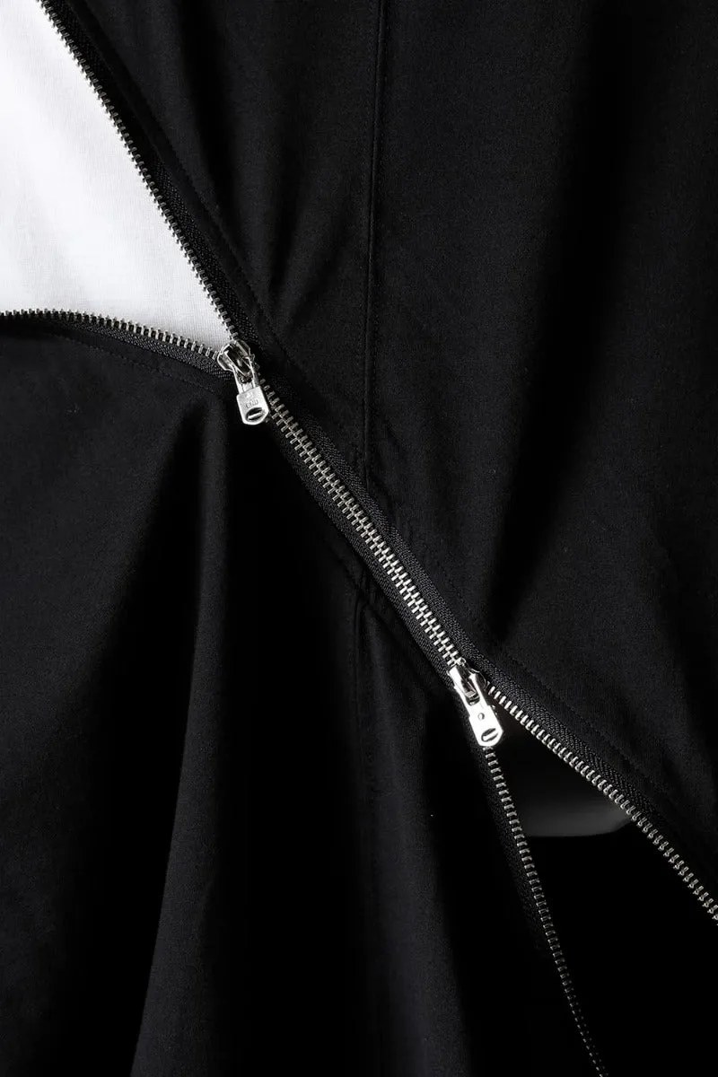 double zip balloon shaped balaclava neck shirt