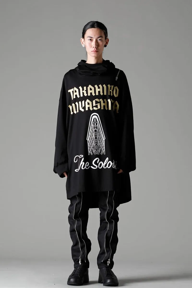 double zip balloon shaped balaclava neck shirt