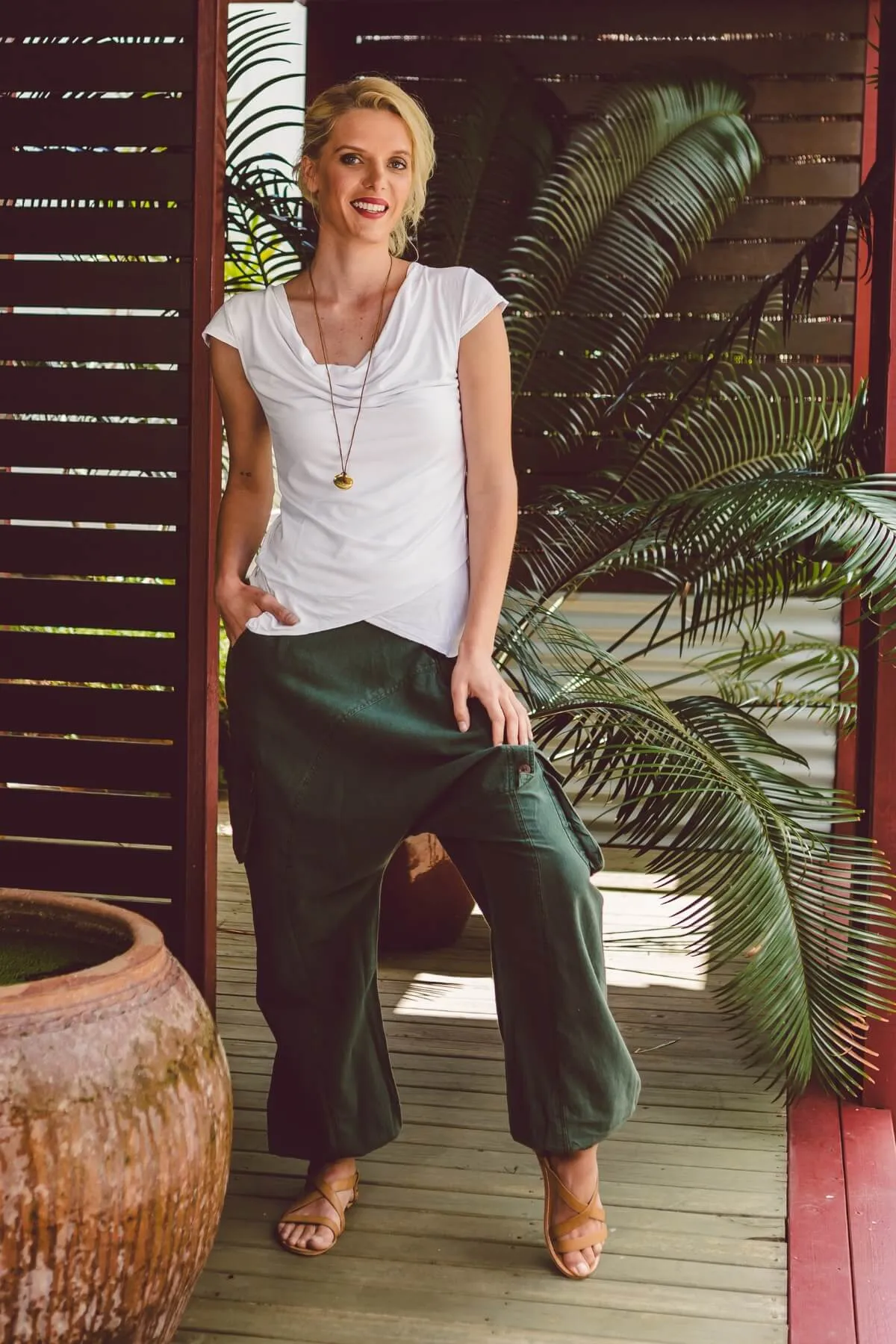Drop Crotch Pants - Green