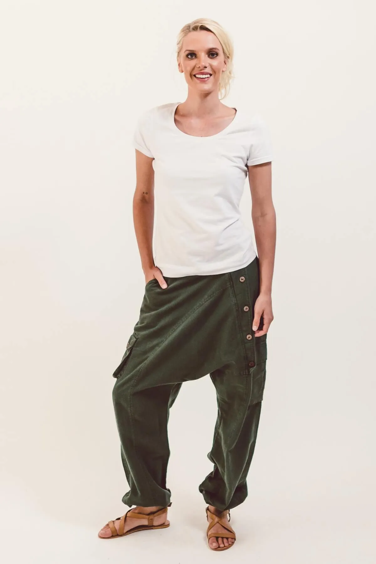 Drop Crotch Pants - Green