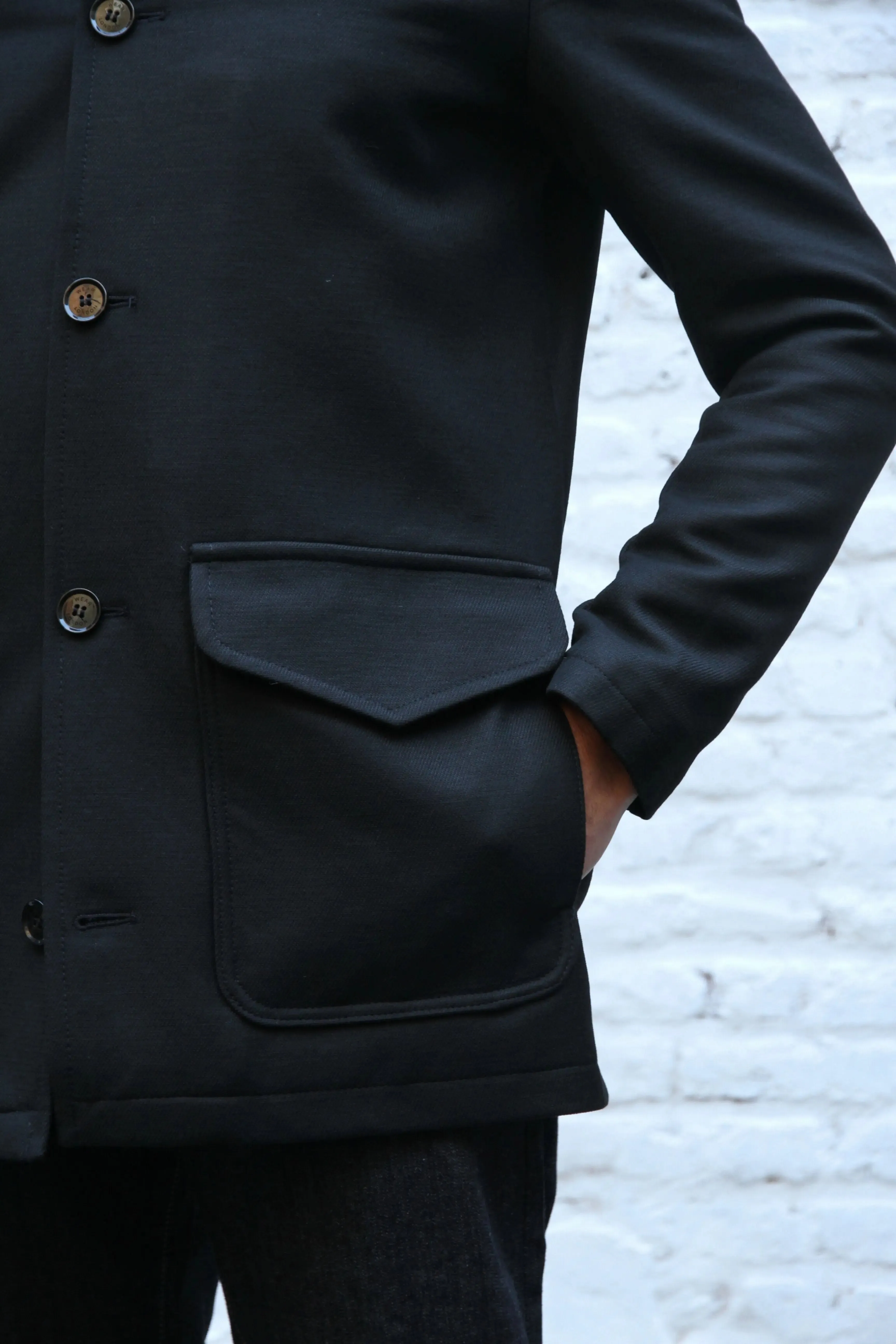Eddie Lined Coat - Black Twill