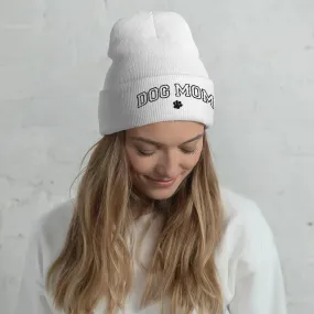 Embroidered Dog Mom Cuffed Beanie