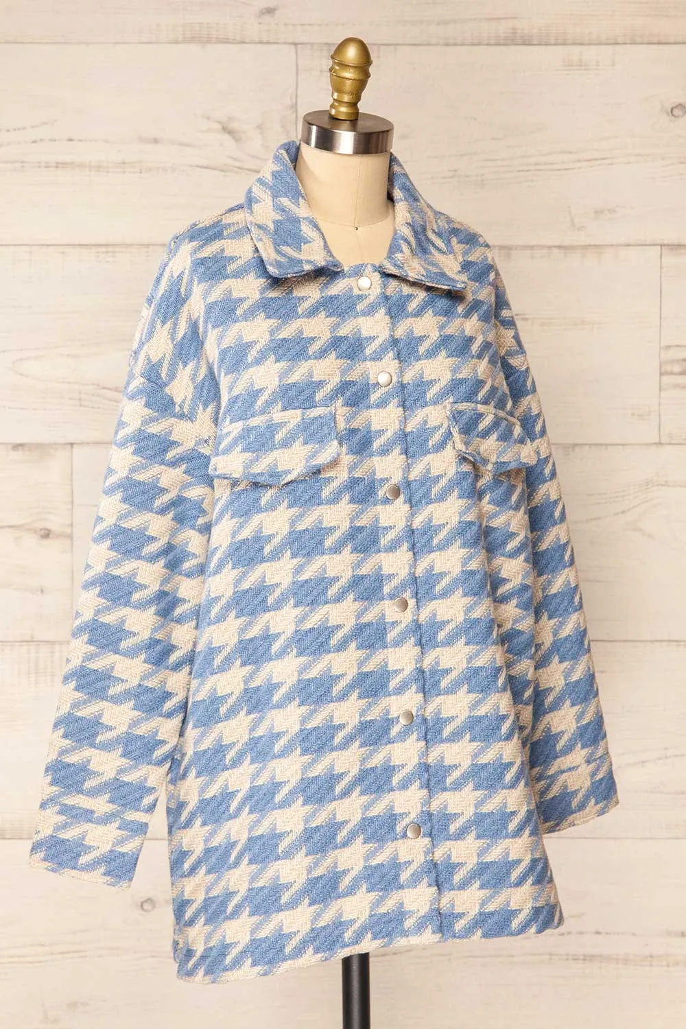 Erice | Blue Houndstooth Shacket