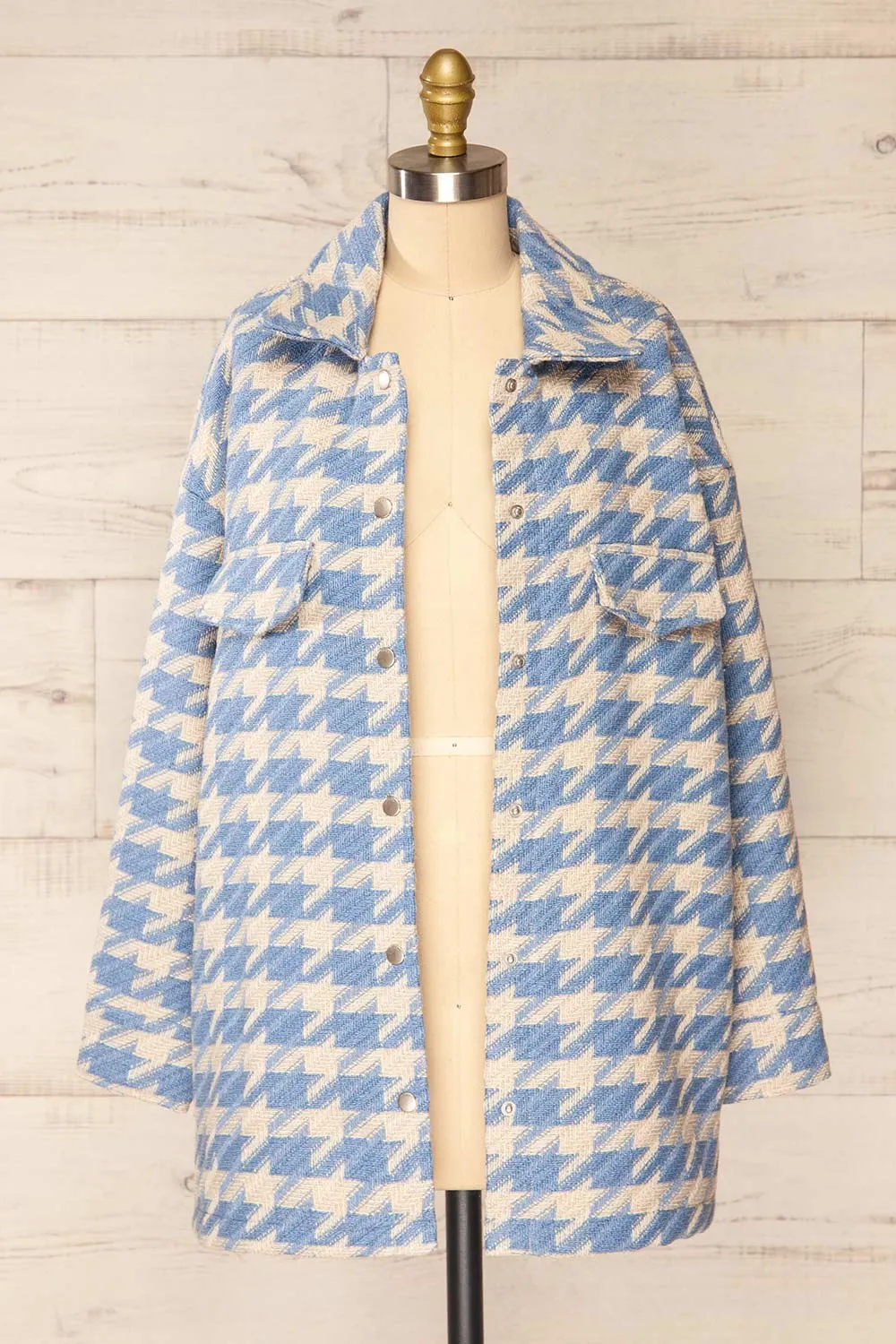 Erice | Blue Houndstooth Shacket