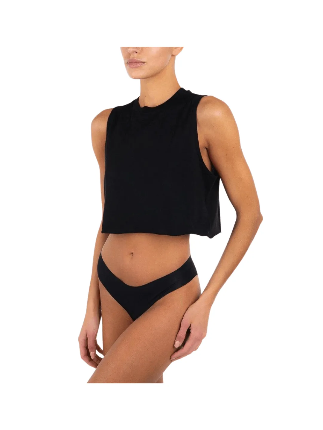 Eterne Cropped Boyfriend Tank Black