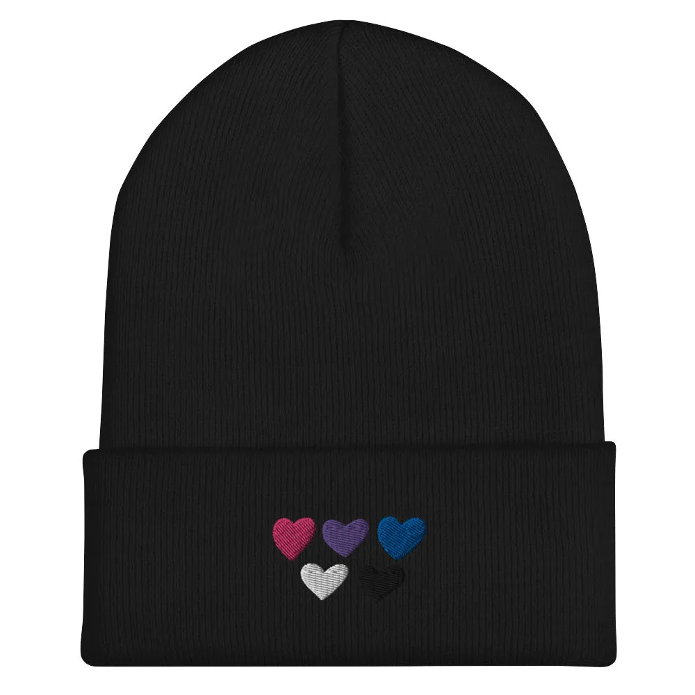 Genderfluid Pride Hearts Beanie