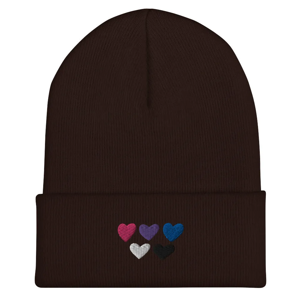 Genderfluid Pride Hearts Beanie