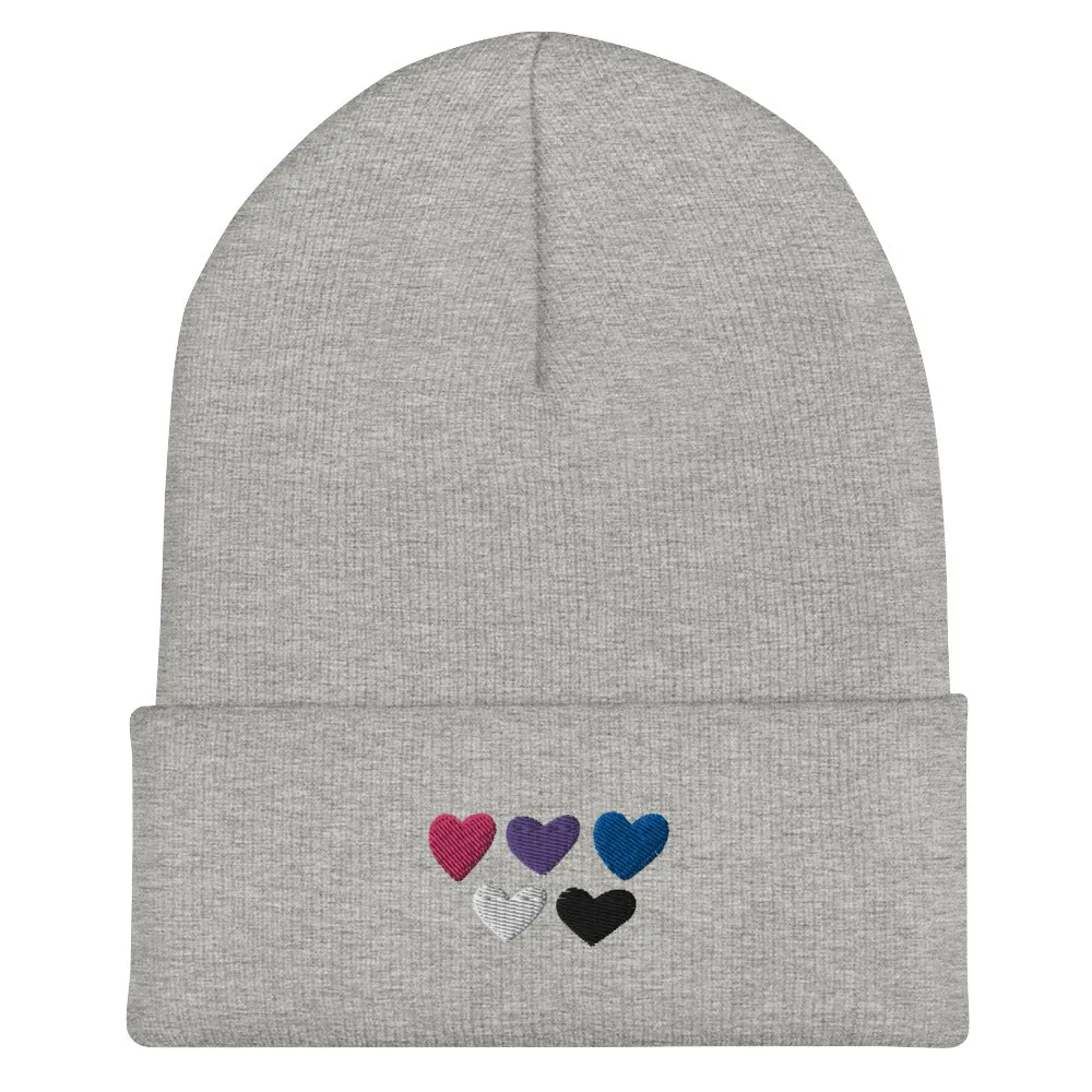 Genderfluid Pride Hearts Beanie
