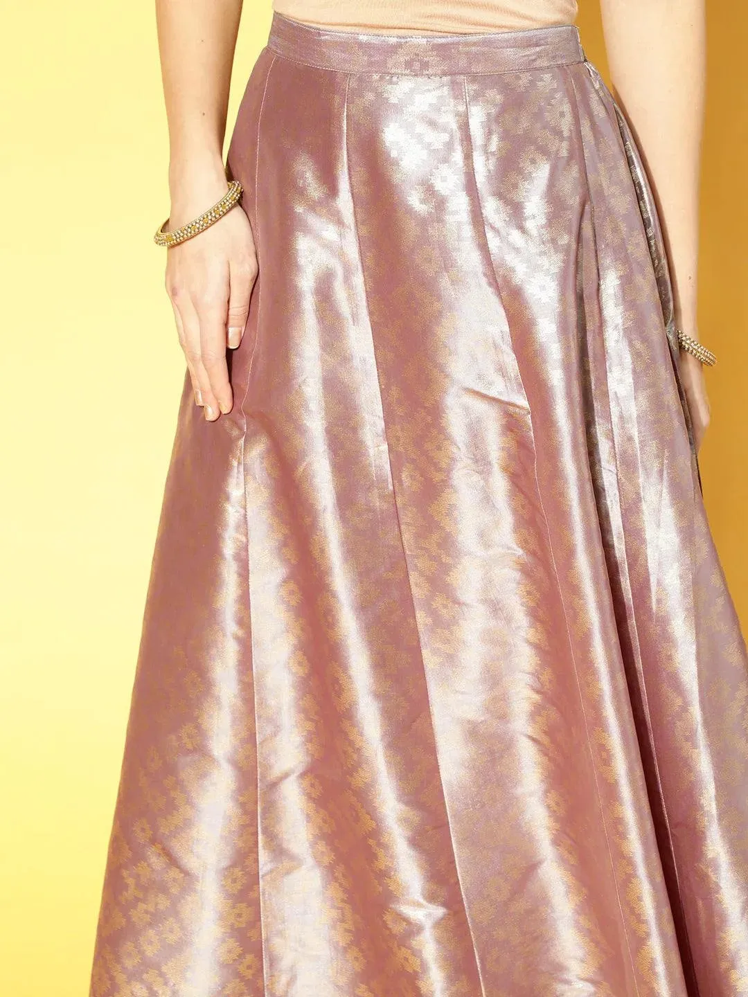 Grey Self Design Silk Blend Skirt