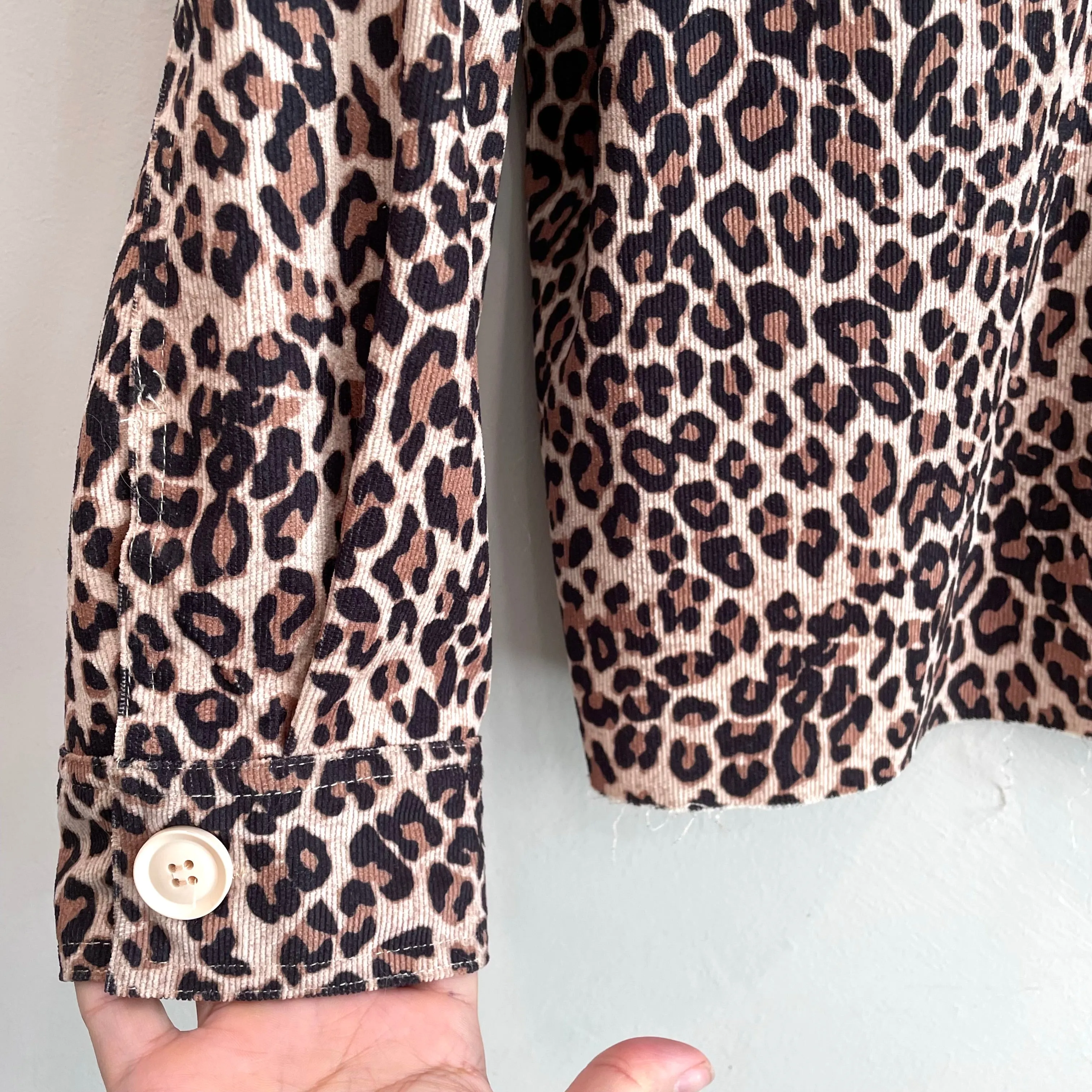 Leopard Corduroy Shirt Jacket