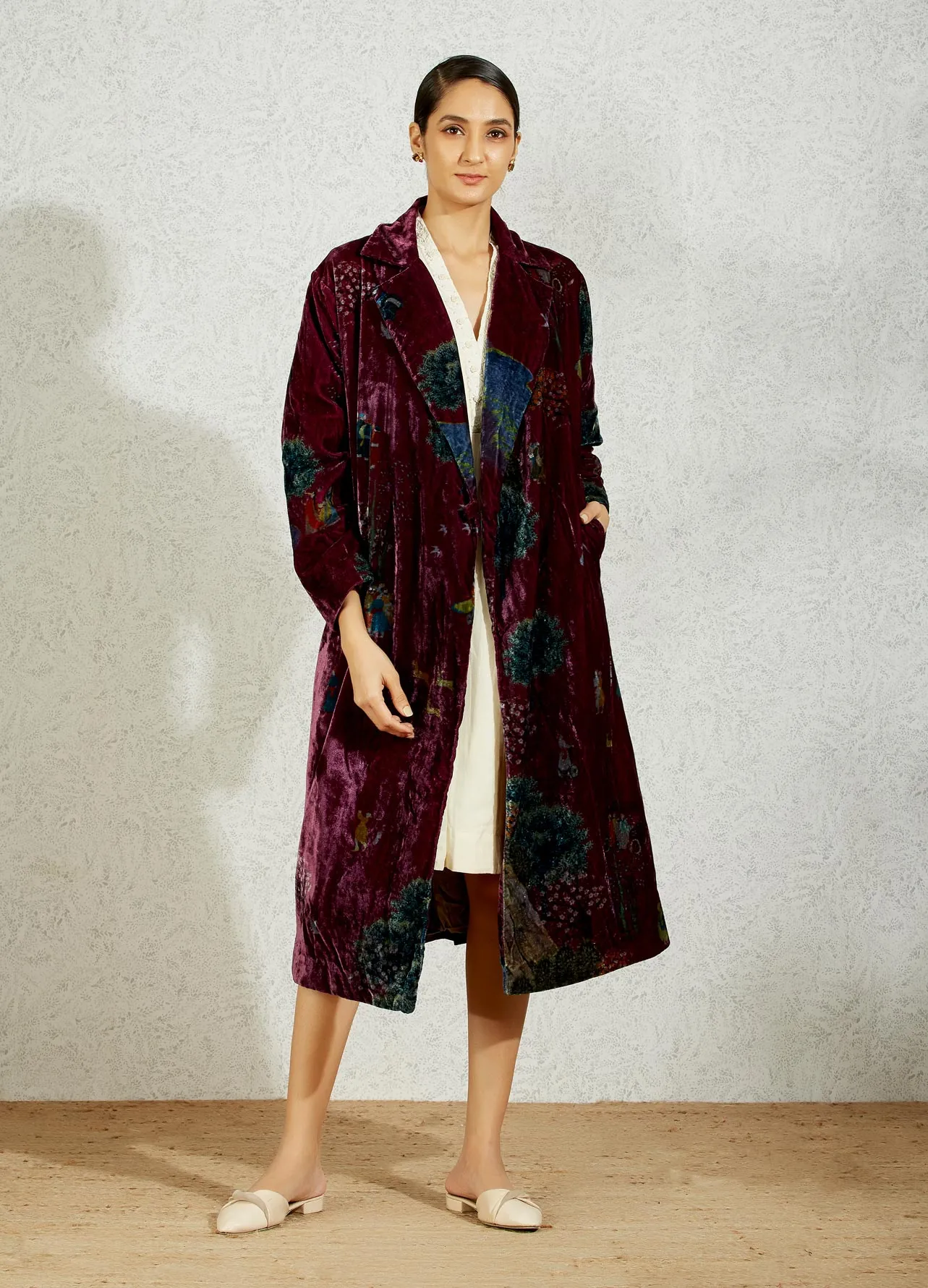 Long Coat Velvet Wine