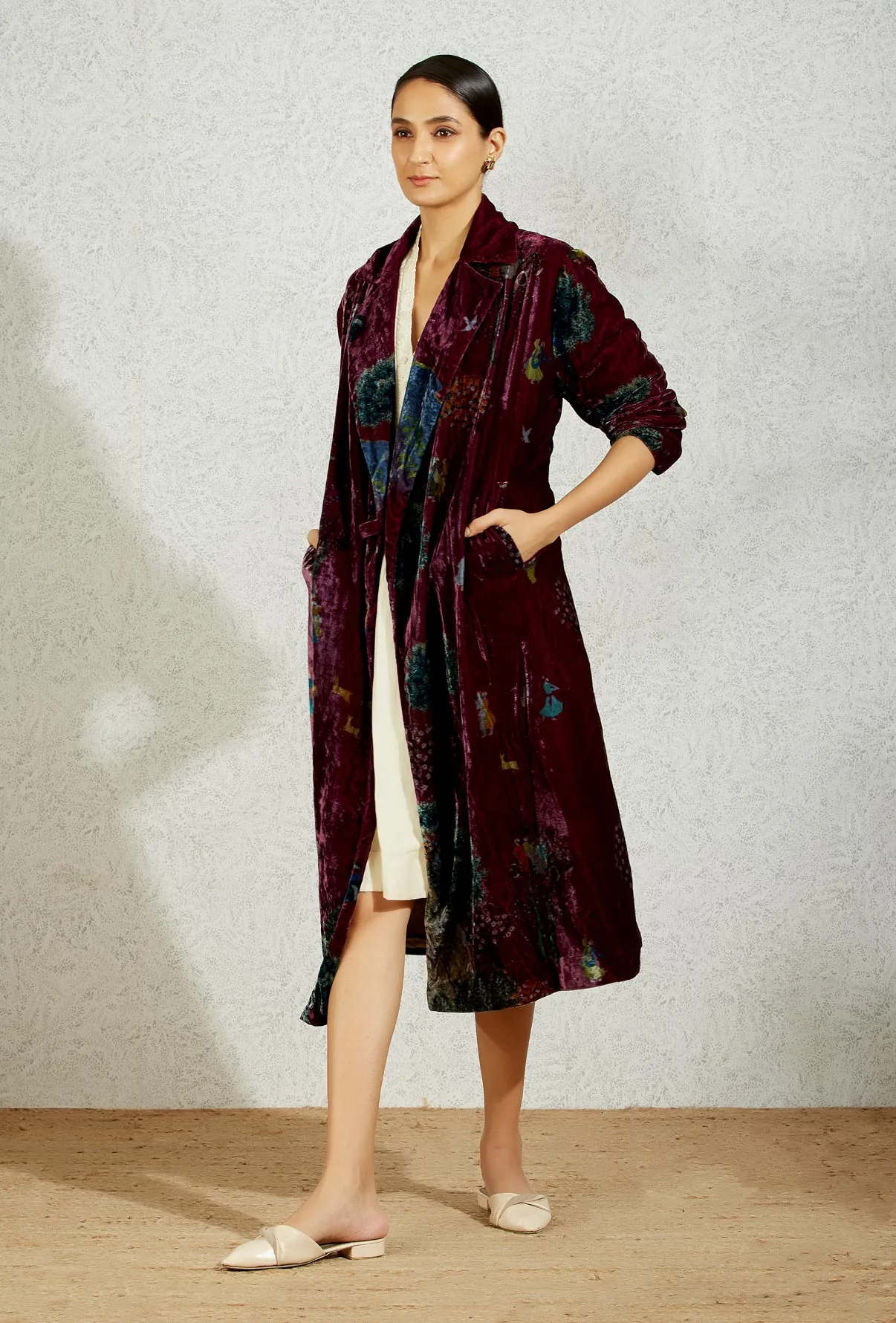 Long Coat Velvet Wine