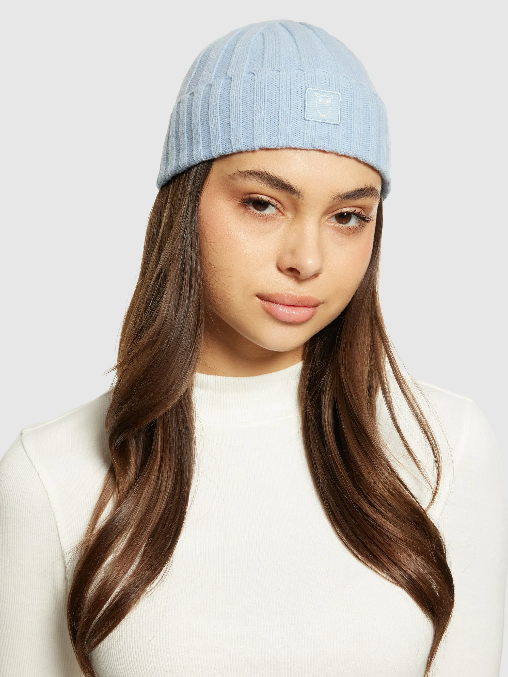 Low wool 5x4 rib beanie - RWS - Asley Blue