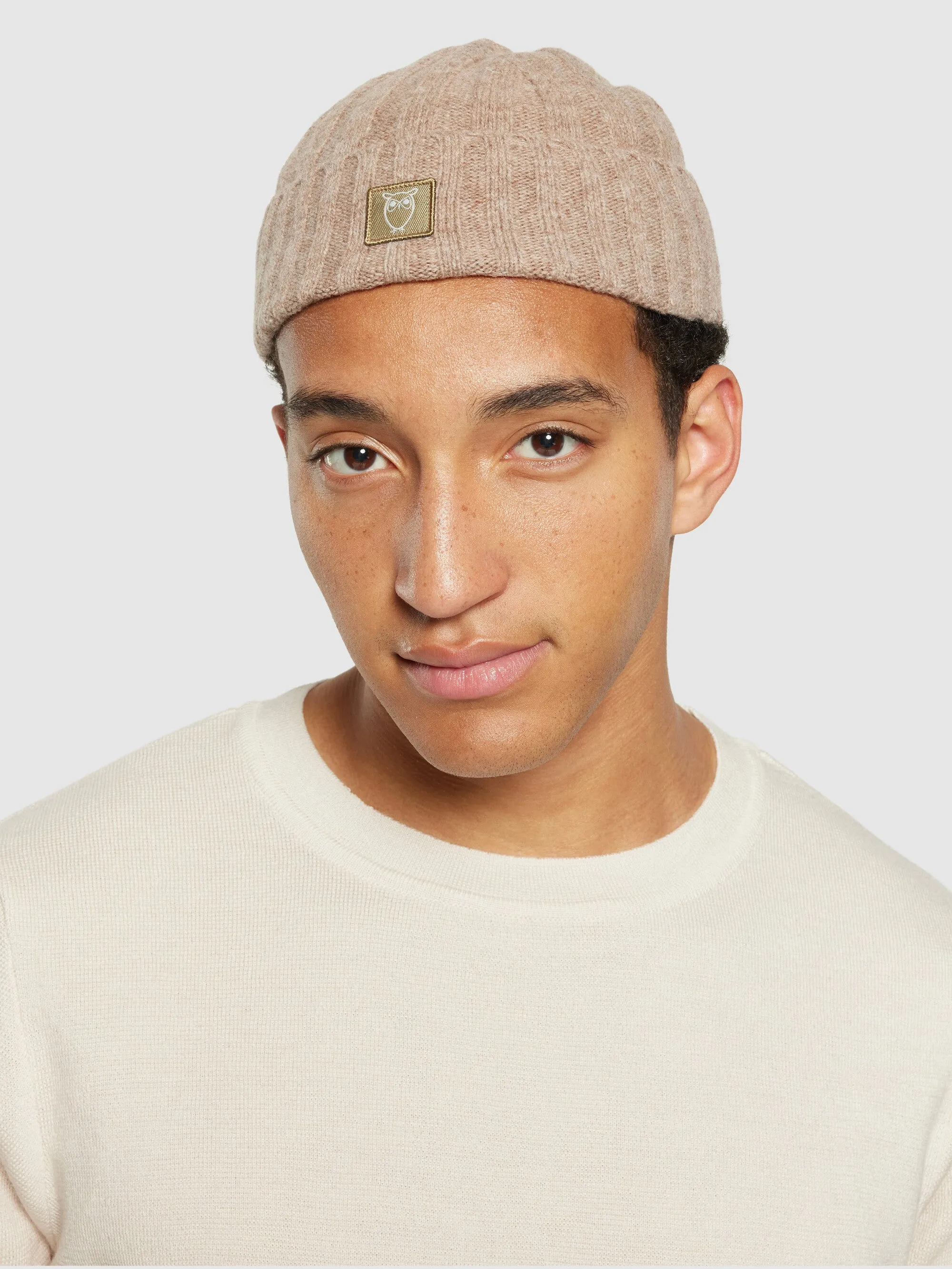 Low wool 5x4 rib beanie - RWS - Kelp melange