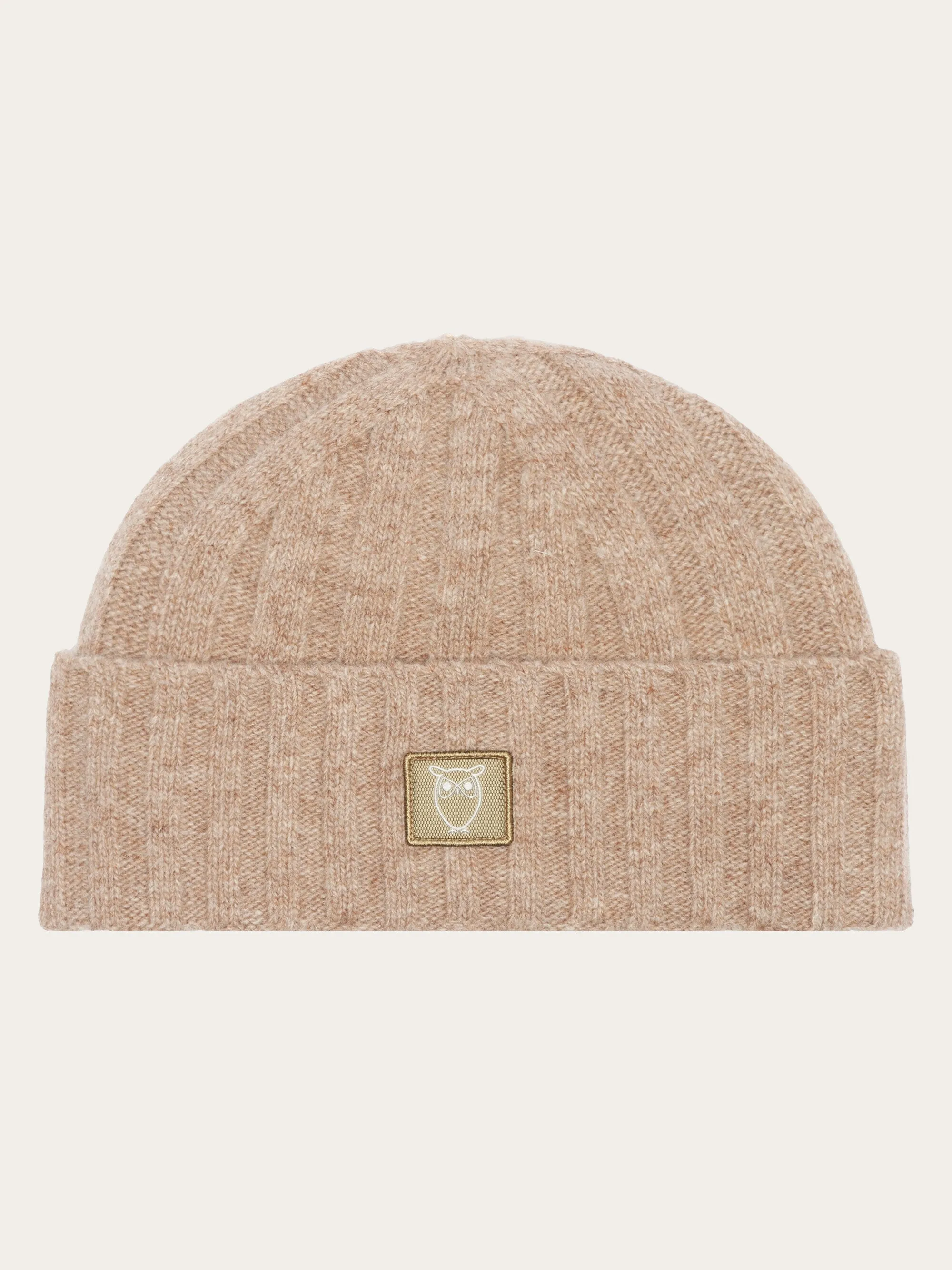 Low wool 5x4 rib beanie - RWS - Kelp melange
