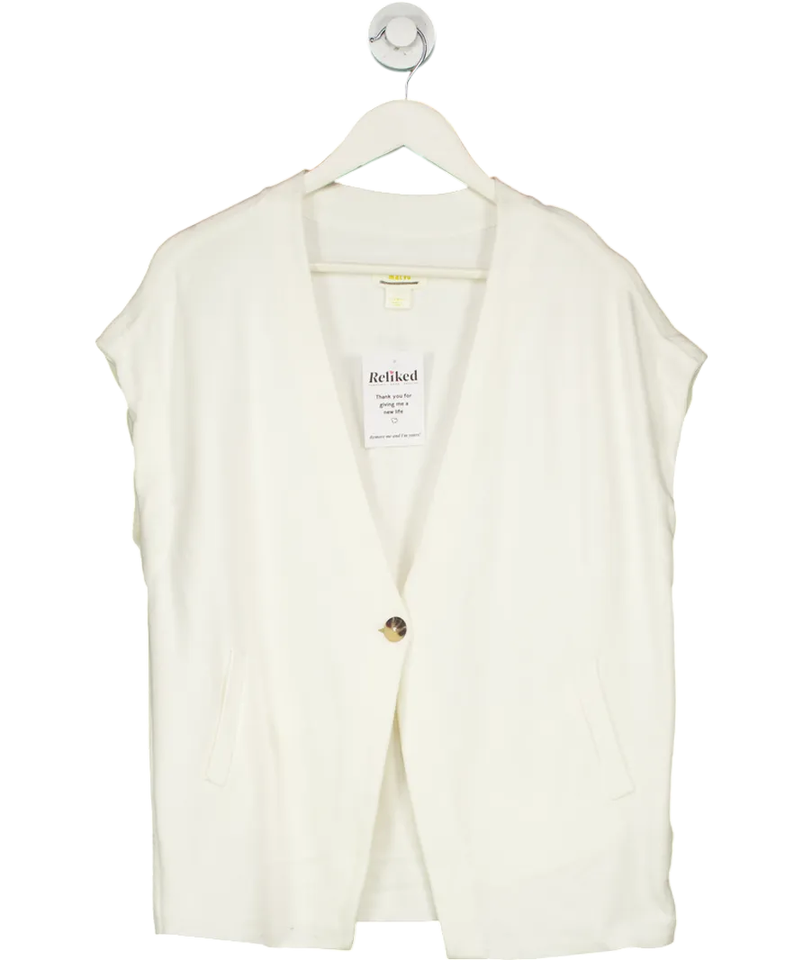 Maeve by Anthropologie White Oversized Knitted Button Up Vest UK XS