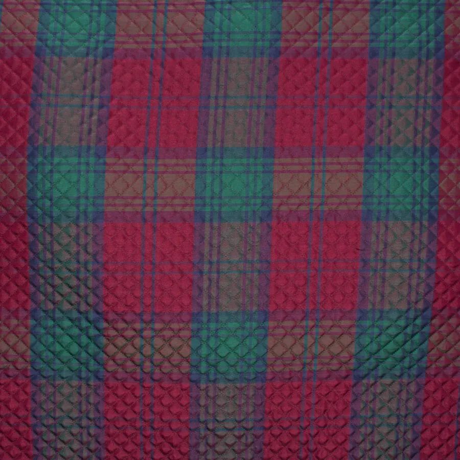 Maroon/Green/Blue Tartan Cloqué