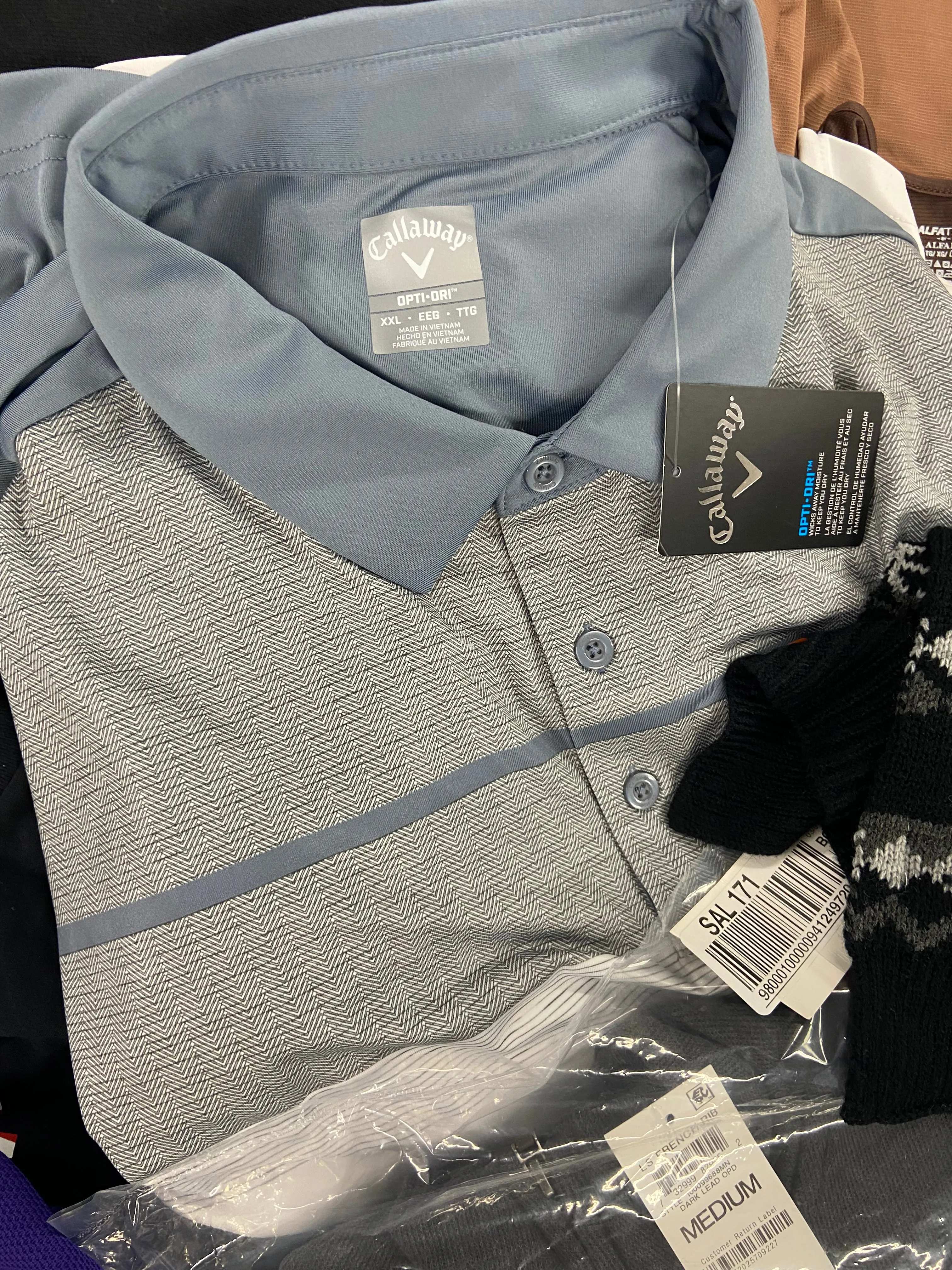 Men's Clothing Tops & Others, Wholesale Lot, NIKE, CALLAWAY, UNDER ARMOUR, ADIDAS, CHAMPION and more 15 items, Shelf Pulls, MSRP $761
