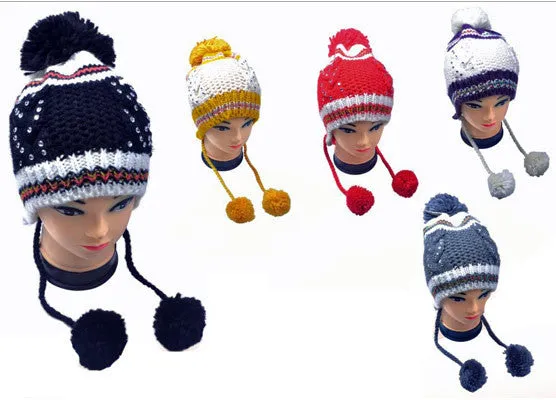 men's knit yarn beanie hats w/ rhinestone embellishment Case of 72