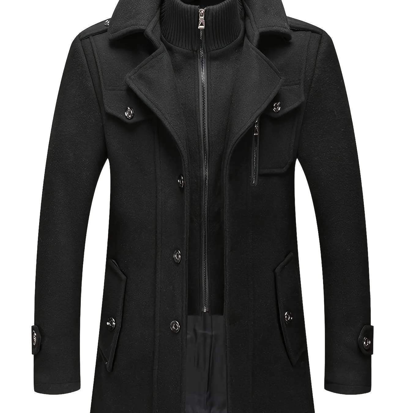 Mens Retro Zip Up Windbreaker Trendy Long Sleeve Overcoat