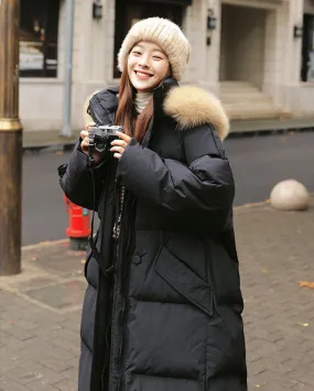 Mid-Length Winter Thickened Quilted Fur Collar Women's Coat
