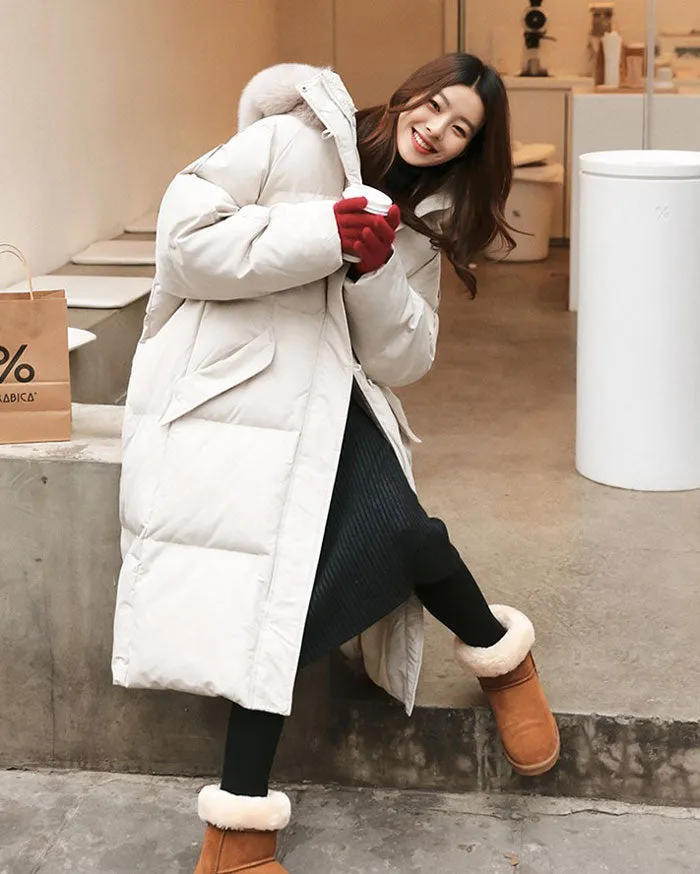 Mid-Length Winter Thickened Quilted Fur Collar Women's Coat