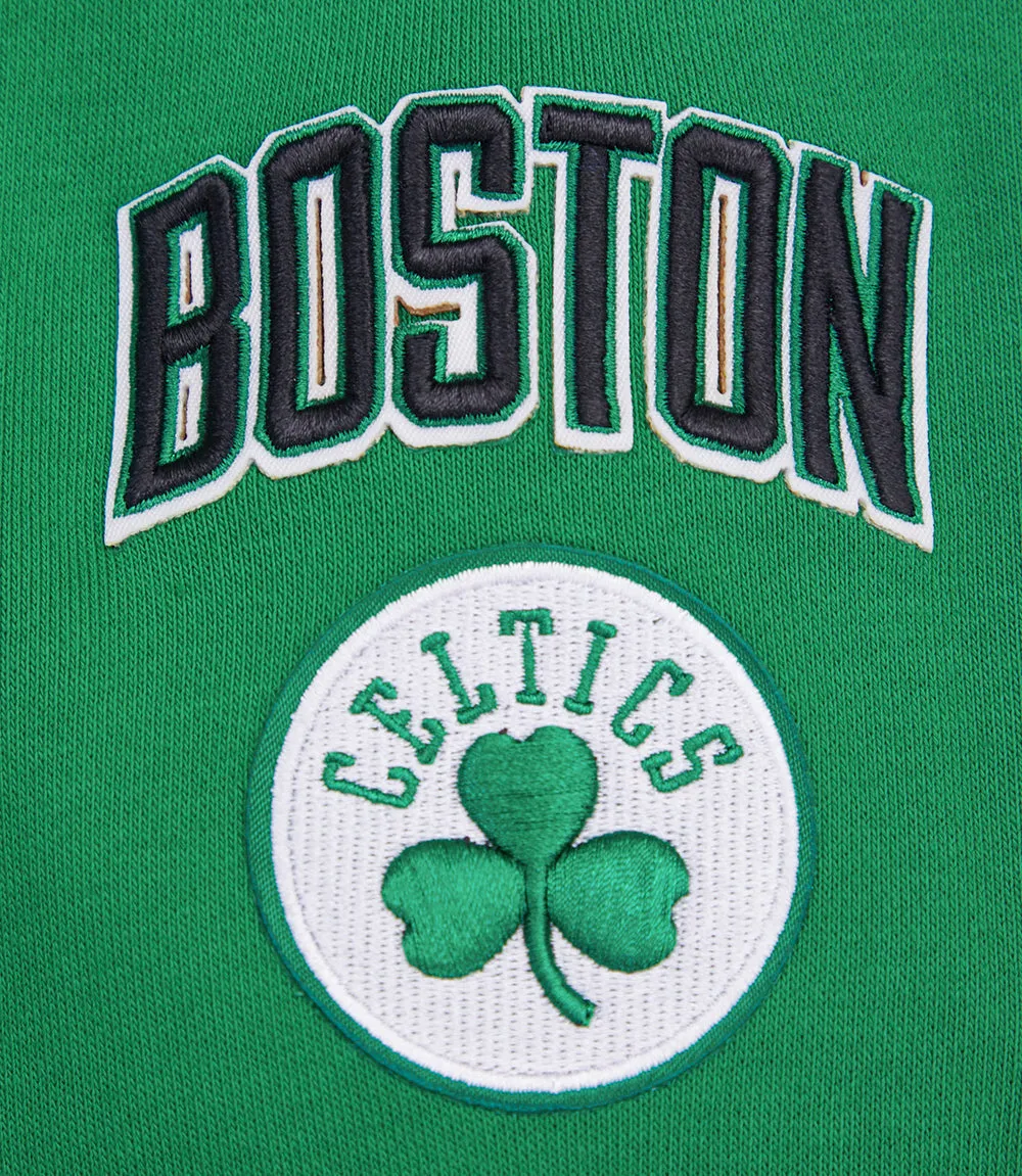 NBA BOSTON CELTICS RETRO CLASSIC WOMEN'S RIB CROPPED PO HOODIE (KELLY GREEN)