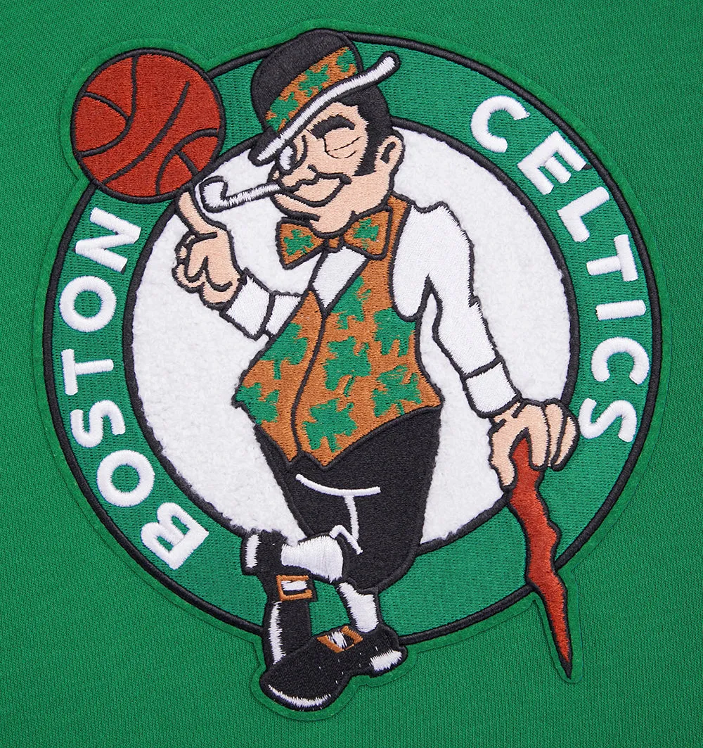NBA BOSTON CELTICS RETRO CLASSIC WOMEN'S RIB CROPPED PO HOODIE (KELLY GREEN)