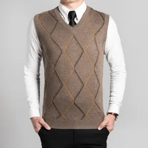 New Spring & Autumn 2016 Mens Fashion Plaid Sleeveless Sweater V-Neck Cashmere Knit Vest New Spring & Autumn 2016 Mens Fashion Plaid Sleeveless Sweater V-Neck Cashmere Knit Vest