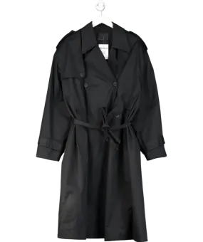 Oak   Fort Black Cotton Belted Trench Coat UK M