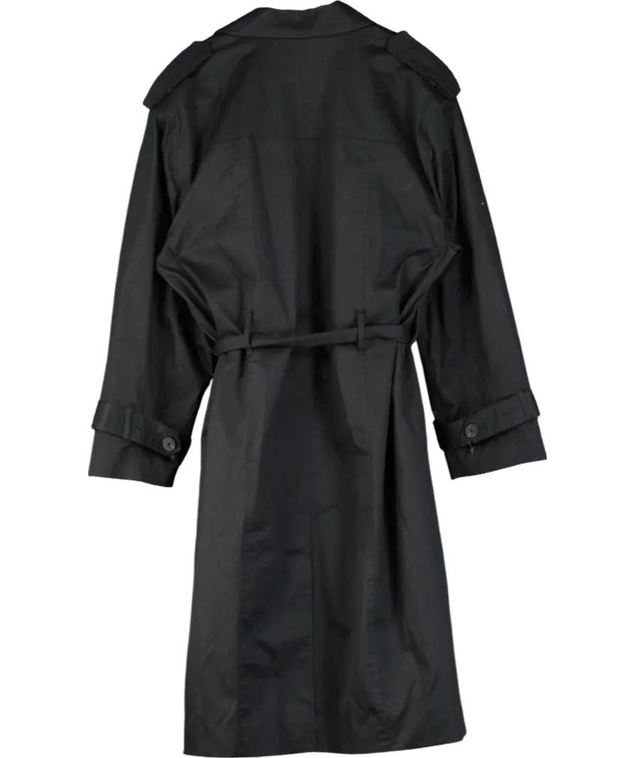 Oak   Fort Black Cotton Belted Trench Coat UK M