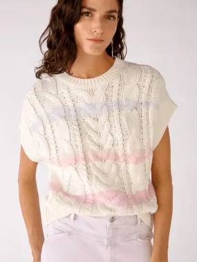 Oui T Knitted Pretty Pastel Stripe Sleeveless Jumper 78223 503