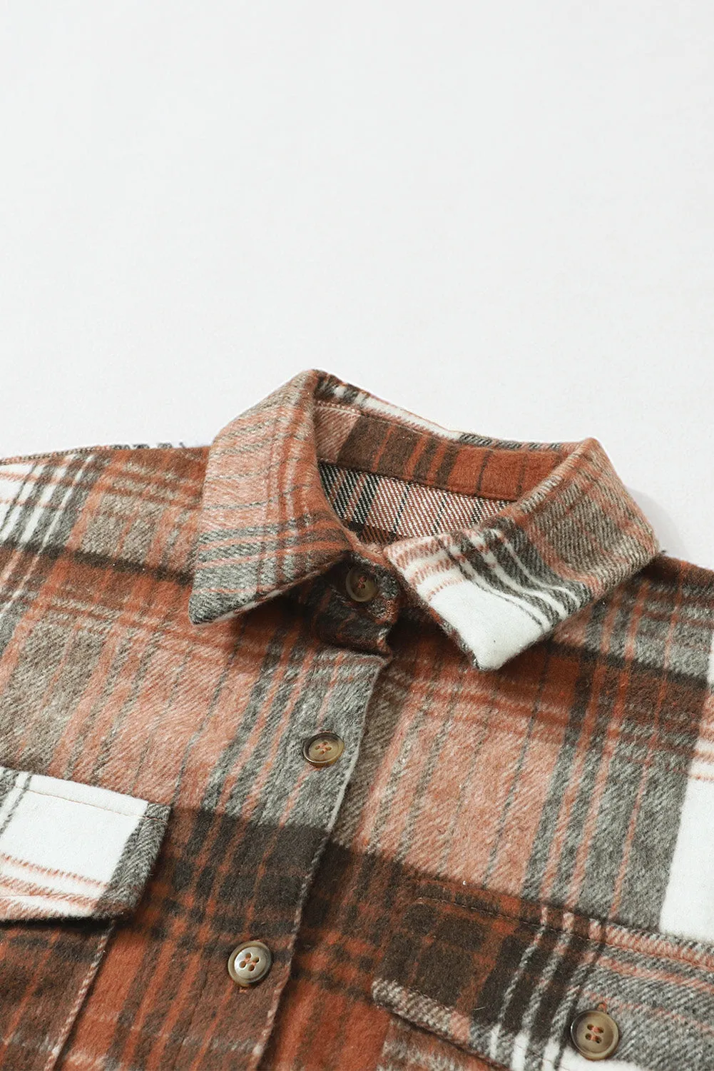 Plaid Button Up Collared Flannel Shacket